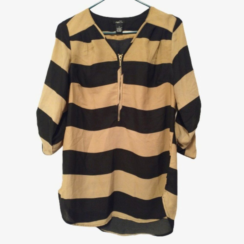 Rue 21 Brown and Black Long Sleeve Blouse